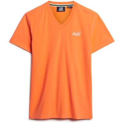 Superdry - Essential T-shirt van biologisch katoen met V-hals en logo - Heren - T-shirts