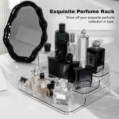 Présentoir à Parfum 3 Niveaux Acrylique Transparent Organisateur de Cosmétiques Présentoir à Vernis à Ongles pour Coiffeuse Produits de Soin de la Peau transparent