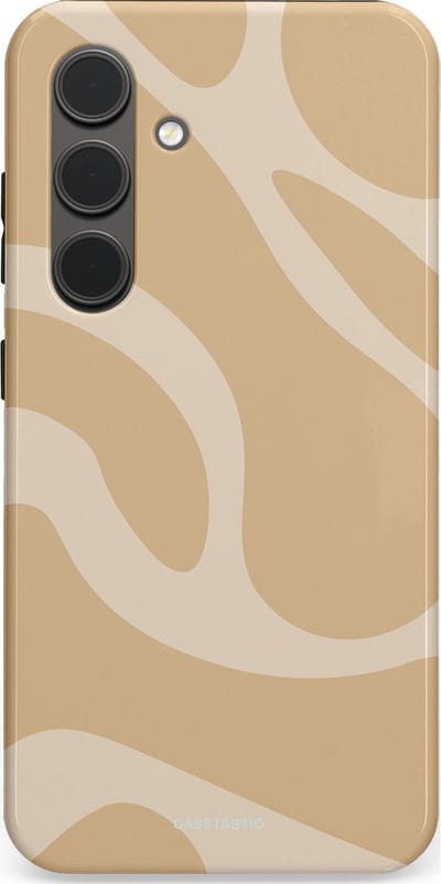 Casetastic hoesje geschikt voor Samsung Galaxy S24 - Dubbellaagse bescherming - Aesthetic Beige Wave Clean Girl - Fashion Case - Beige
