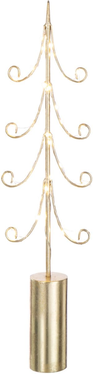 J-Line decoratie Boom - ijzer - goud - medium - LED lichtjes