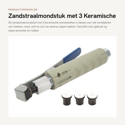 Dailygoods- Zandstraalmondstuk Multifunctioneel - 3 Keramische Mondstukken - Verwijderen van Vlekken/Roest/Stof/Vuil - Geschikt voor Meerdere Media - Ergonomisch Ontwerp - Snel Aan/Uit - Reinigingsmondstuk