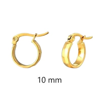 Aramat Jewels | Oorringen | RVS Goudkleurige Oorringetjes 10mm - Blokjesmotief | | | |4mm | Staal | Kinderen, Volwassenen | Verkleurd niet
