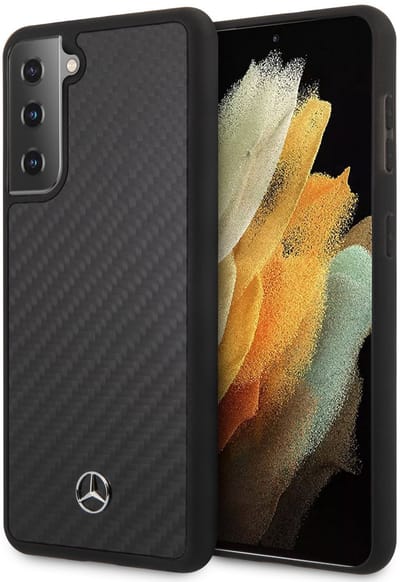 Samsung Galaxy S21 Backcase hoesje - Mercedes-Benz - Effen Zwart - Carbon