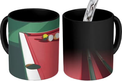 Magische Mok - Foto op Warmte Mokken - Koffiemok - Biljarttafel - Ballen - Rood - Schaduw - Magic Mok - Beker - 350 ML - Theemok
