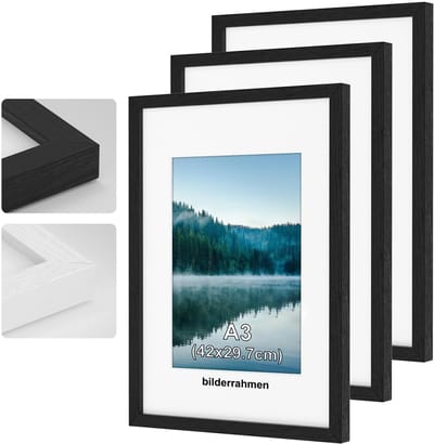 Dailygoods- Fotolijst 3-delig - Houten Lijst 30x42cm - Staande/Muurmontage - Posterlijst - Voor Foto's/Afbeeldingen/Poster