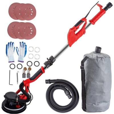 VEVOR Roterende Wandschuurmachine 750W, Opvouwbare Gipsplaatschuurmachine met Telescopisch Handvat, Variabele Snelheid 800–1750 RPM, Wandschuurmachine met LED-stripverlichting en Stofzak