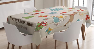 ABAKUHAUS Kersttafelkleed – 140x240 cm – beige/rood/bruin – wasbaar