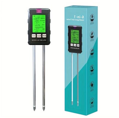 Bodemtester 6-in-1 - Grondmeter pH - Plantenverzorging optimaliseren - Batterijvrij ontwerp - N.v.t. - Zwart