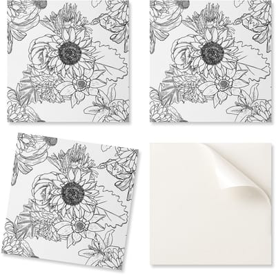 Verpakking PVC-tegels met decoratie voor keuken of badkamer, bloemenpatroon, 20x20x20 cm