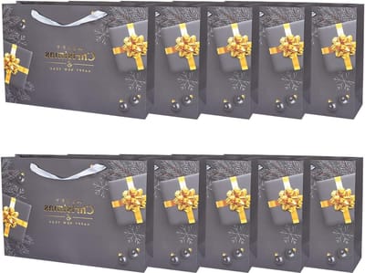 Geschenkzakken Vrolijk Kerstfeest Gelukkig Nieuwjaar 10 stuks Landschap XL - 73 x 18 x 51 cm - feestelijke verpakkingen voor cadeaus