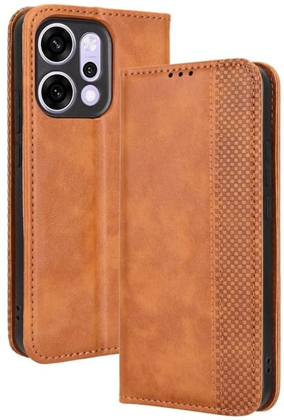 Coverup Hoesje - Geschikt voor OPPO Reno14 Hoesje - Coverup Vintage Style Book Case - Bruin