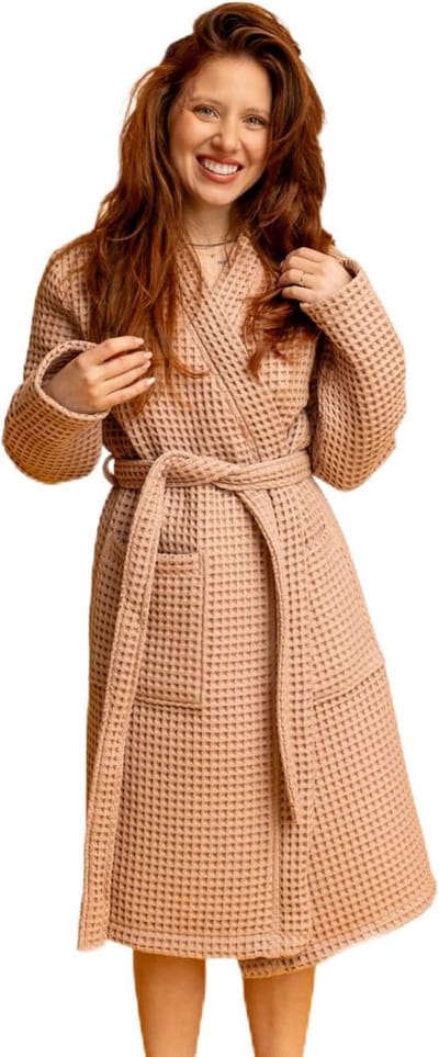 BLUMIS® Badjas voor dames, Heavy wafelpiqué 250 g/m², Oeko-Tex gecertificeerd katoen, ademend, sneldrogend, ideaal voor sauna en spa, elegante kimono-snit