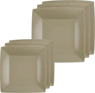 Santex Feest/verjaardag bordjes set - 20x stuks - taupe - 18 cm en 23 cm