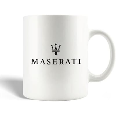 Mug en Céramique - Maserati - 30cl - Blanc - Compatible Lave-Vaisselle - Cylindrique