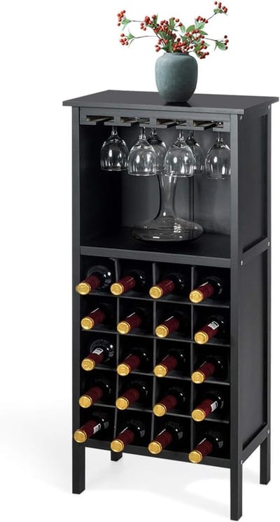 Flessenrek met 20 opbergvakken van hout - Multifunctionele wijnstandaard voor keuken en woonkamer