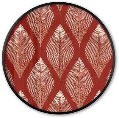 Poster in lijst Rond - Fotolijst 60x60 cm - Posters - Bladeren - Rood - Elegant - Ronde posterlijst zwart - Decoratie - Wanddecoratie woonkamer - Muurdecoratie slaapkamer