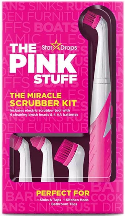 The Pink Stuff Miracle Scrubber Kit 4-Delige Borstelset voor Diepe Reiniging van Keuken, Badkamer, Glas en Meer
