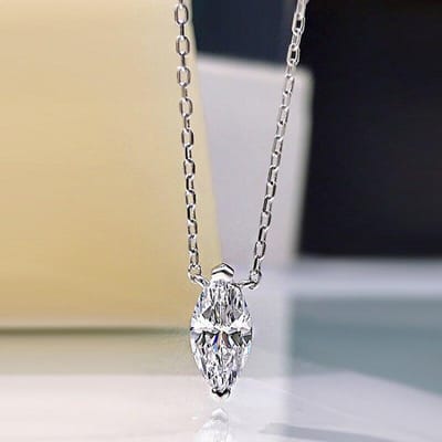 Shi Pei 100% sterling zilveren hanger met marquise geslepen 1 karaat synthetische moissanite, modieuze jubileumsieraden. gray