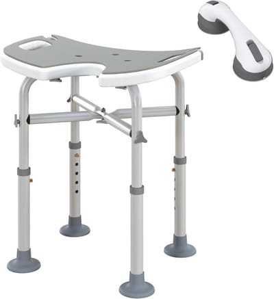 Douchekruk - Douchezitje - Veilig Douchen - U-vormige Zitting - 39-51.5 cm - Grijs Zilver