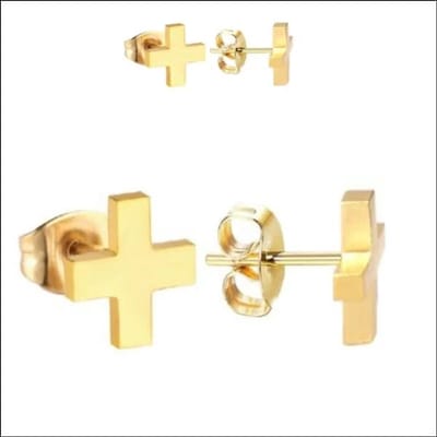 Aramat Jewels | Oorbellen | RVS kruisjes oorbellen | Goudkleurig / 8mm | | | Staal | Kinderen, Volwassenen | Verkleurd niet