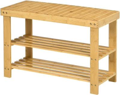 HOMCOM-Schuhschrank-Bambus-70L x 28B x 45H cm-Naturholz