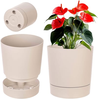 KADAX Aura 280 gerecyclede plantenbak met voet - beige