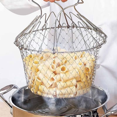 Vergiet mandje | Stoom mandje | Rvs| Opvouwbaar | Groente en fruit mandje | Stomer mand |