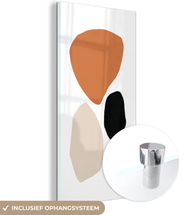 MuchoWow® Glasschilderij 60x120 cm - Schilderij acrylglas - Abstract - Minimalisme - Design - Foto op glas - Schilderijen