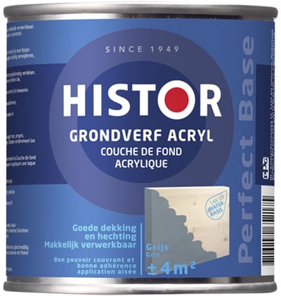 Histor Perfect Base Grondverf Acryl 0,25 liter - Grijs