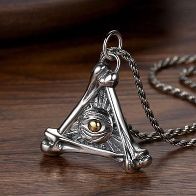 Pendentif Oeil d'Horus Personnalité Tendance Hommes Et Femmes Même Paragraphe Dieu Tout-Voyant Collier Homme Argent Rétro Bijoux 60cm brown