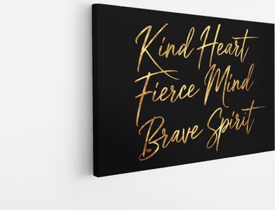Saammp Canvas Schilderij - Kind Heart - Goud - Quote - 45x30 - Foto op canvas - Wanddecoratie - muurdecoratie Woonkamer - Slaapkamer decoratie - Canvas Print