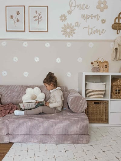 XXL Modulaire bank - Speelsofa- Rib Velvet - Lavender Comfort (inclusief 2 bolsters en 2 kussens)