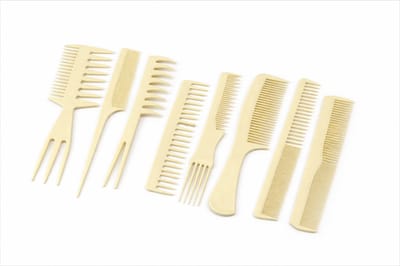 Crèmekleurige kam set – 8 delige haar kammen set voor dames en heren – kunststof styling kammen met brede en fijne tanden – lichtgewicht kammen set voor dagelijks gebruik