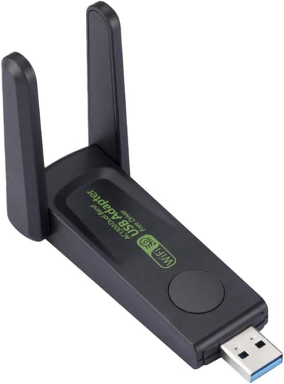 Draadloze USB-adapter - Wifi-ontvanger - Snel Internet - 1300 Mbps Dual Band - Compact Ontwerp - Zwart
