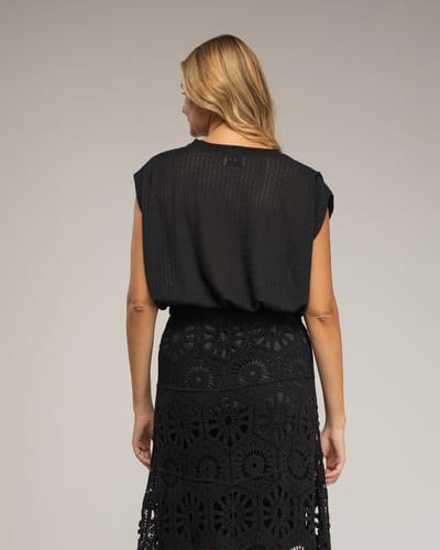 Mouwloze gebreide net top
