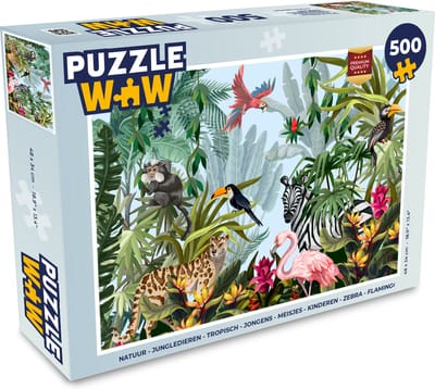 Puzzel Jungle - Natuur - Jongens - Meisjes - Kinderen - Zebra - Flamingo - Legpuzzel - Puzzel 500 stukjes