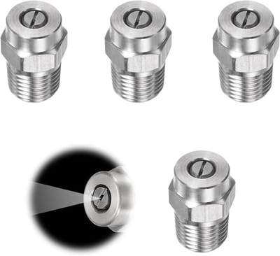 Set van 4 Draadwasmachines met 40° Spuitmond, 1235 mm Opening, 1/4 Inch Mannelijke NPT Aansluiting voor Hogedrukreinigers en Ondergrondse Reinigers, Roestvrij Staal