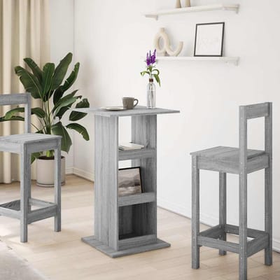 vidaXL - Bartafel - met - opbergruimte - 60x60x102 - cm - hout - grijs - sonoma - eiken