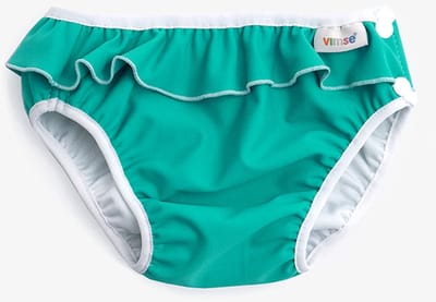 ImseVimse - Vimse - Crayon green frill - Wasbare zwemluier met roesjes - M | 7-10 kg - aqua groen - Gemakkelijk in gebruik - OEKO-TEX® gecertificeerd