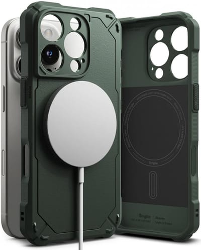 Ringke Rugged Gear Magnetic - Hoesje Geschikt voor Apple iPhone 16 Pro - Back Cover Compatibel met MagSafe - Shockproof TPU - Groen