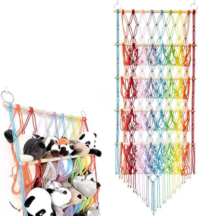 Hangmat Organizer - Speelgoed Net - Opbergen Kinderkamer - 4 Niveaus Opslag - 130 x 52 cm - Veelkleurig