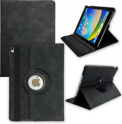 Casemania Hoes Geschikt voor Apple iPad 10.2 (2019, 2020 & 2021) Charcoal Gray - Draaibare Tablet Book Cover