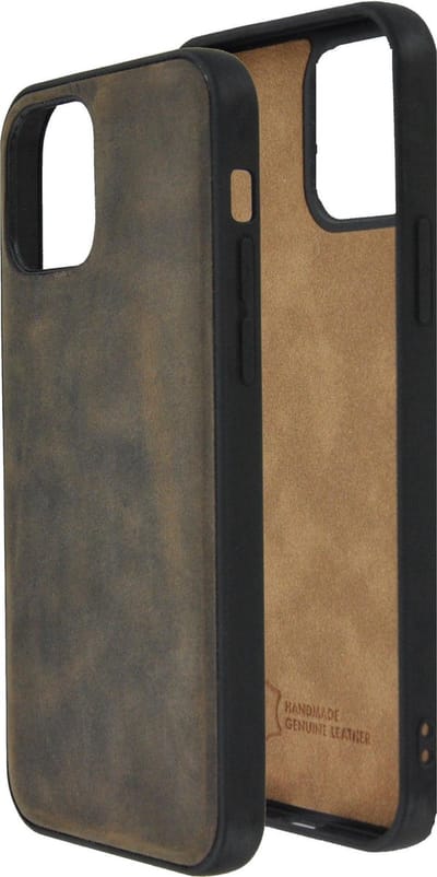 Geschikt voor iPhone 12 Pro Hoesje - iPhone 12 Pro hoesje Echt leer Back Cover P Case Antiek Bruin