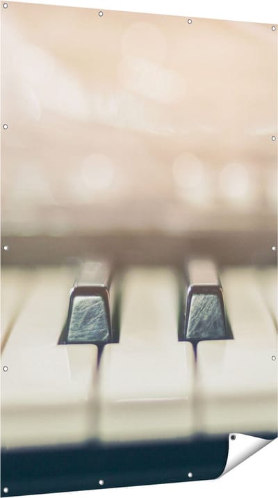 Gards Tuinposter Piano Toetsenbord - 120x180 cm - Tuindoek - Tuindecoratie - Wanddecoratie buiten - Tuinschilderij