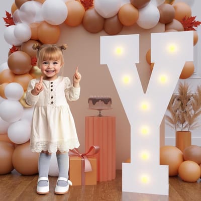 Bugame Partytent Letters - Grote Oplichtende Letters voor Verjaardag, Bruiloft, Baby Shower & Party Decor - 3 Voet Hoog - Warm Licht - Y