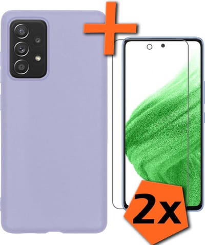 Hoes - Met 2x Screenprotector - Geschikt voor Samsung Galaxy A53 - Sterk & Shockproof - Back Cover - Siliconen Case - Telefoon Hoes - Lila