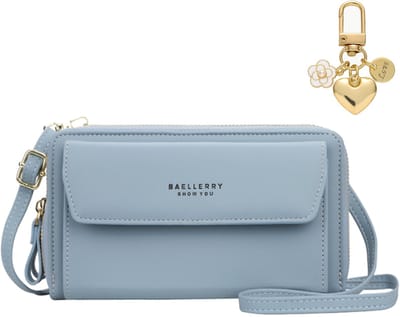 ADEL Crossbody Telefoontasje voor Vrije Handen – Dames Telefoon Tas als Portemonnee Incl. Goud Hangertje – Universeel (o.a. iPhone & Samsung) – Blauw
