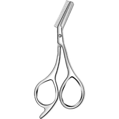 Ciseaux à sourcils en acier inoxydable avec peigne Outil de toilettage pour poils du visage pour hommes femmes Soin parfait du visage gray