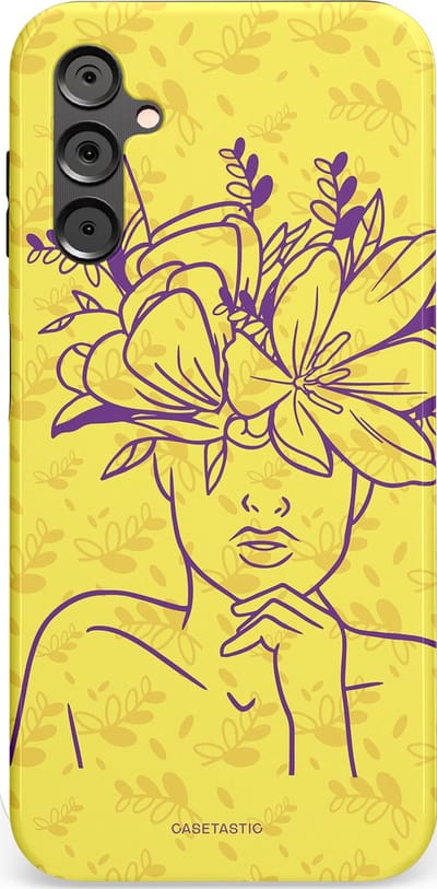 Casetastic hoesje geschikt voor Samsung Galaxy A14 (2023) 5G / Samsung Galaxy A14 (2023) 4G - Dubbellaagse bescherming - Floral Essence - Fashion Case - Goud Beige