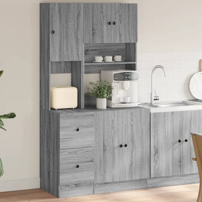 vidaXL - Keukenkast - 95x50x180 - cm - bewerkt - hout - grijs - sonoma - eiken